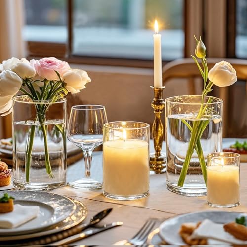 36pcs Glass Vase Cylinder for Centerpieces 4,4.7,6Inch Tall Small Flower Glass Clear Home Decor Centerpiece Table Flower Vase Decorations for Wedding＆Holiday