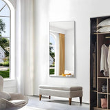 BONEWEI Silver Bathroom Mirror,24x48 inch Wall Mirror for Bathroom Wall Mounted,Large Rectangle Mirror for Bathroom Over Sink,Modern Metal Frame for Living Room,Bedroom Entryway,Horizontal/Vertical