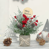 JIALEIXI 2PCS Small Christmas Tree,Tabletop Mini Xmas Tree,9" Artificial Little Potted for Christmas Decor,Suitable for Weddings, Holidays, Christmas and Other Festivals.(Red/Green)