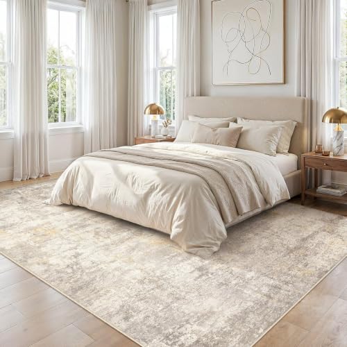5x7 Area Rugs Living Room: Washable Abstract Rug Gold Grey Brown