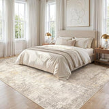 7x9 Area Rugs Living Room: Washable Abstract Rug Gold Grey Brown