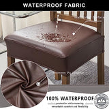 NILUOH Waterproof Seat Covers for Dining Room Chairs Set of 4, Pu Leather Chair Seat Slipcovers Dining Chair Cover Removable Washable Chair Protctor Cover, Rear Covers (PU-Coffee)