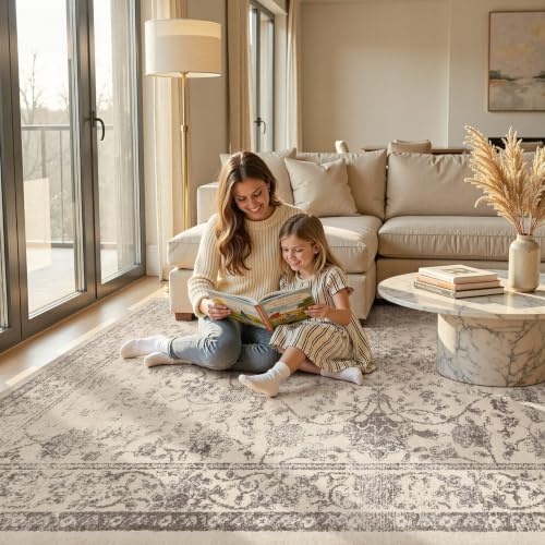 7x9 Area Rugs Floral Distressed Washable Large Living Room Rug