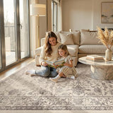 7x9 Area Rugs Floral Distressed Washable Large Living Room Rug