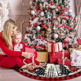Christmas Tree Skirt 48 Inch, Red and Black Buffalo Plaid Xmas Tree Skirt, Winter Christmas Tree Mat for Home Party Holiday Indoor Outdoor Decorations