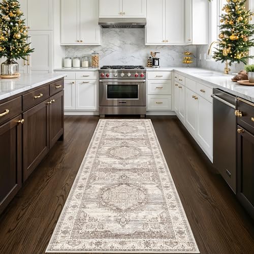 Washable 3x10 Hallway Kitchen Runner Rug Non-Slip Neutral Beside Carpet