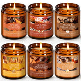 Fall Candles Set, 6 Pack Candles for Home Scented Natural Soy Wax, Autumn Gifts Set for Women Men, Fall Fragrance of Pumpkin/Cinnamon/Vanilla Cupcake/Apple/Harvest/Latte