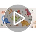 Yovkky Baby Dinosaur Wall Decals Stickers, Dino Volcano Cave Neutral Nursery Toddler Playroom Decor, Kids Room Home Decorations Girls Boys Bedroom Classroom Daycare Art