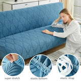 Futon Couch Cover Without Arms, Sofa Cover Armless, Futon Covers Slipcover Twin Queen Full Size, for Living Room, Bedroom (Green,Medium)