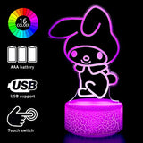 sunduck Pink Kitty Acrylic Night Light with Corded Control- Dreamy Girls Room Decor, Perfect Birthday/Christmas Gift for Kids, Unique Holiday Present (Kitty3PC)