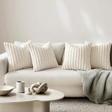 MIULEE Faux Fur Plush Decorative Throw Pillow Covers 18x18, Cream White