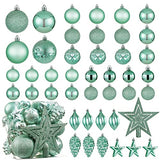 Christmas Ball Ornaments - 43pcs Shatterproof Christmas Tree Decorative Hanging Ornaments with Loop for Xmas Holiday Party Wreath Home Decoration, Mint Green(Combo of 10 Ball and Shaped Styles)