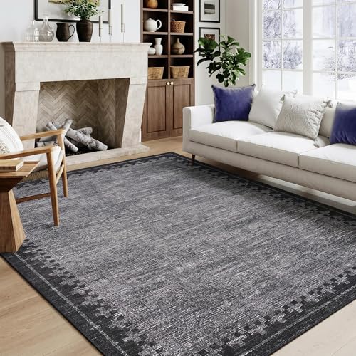 GarveeHome Washable Rug 5x7 for Living Room Non Slip Cross Bordered Carpet