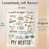 Nuowagify Best Friend Birthday Gifts for Women, Bestie Gift for Women, Friendship Gift for Woman, BFF - Galentines Day Gifts, for Friends, Best Friend Blanket 60"x 50"- White