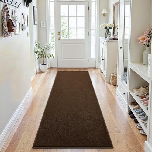 ISEAU 2x8 Soft Runner Rug for Hallway, Washable and Non-Slip, Brown
