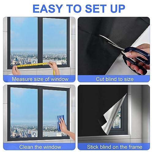Blackout Window Cover, Upgraded Hook and Loop - Portable Shades No Residue and Longer Lasting, 100% Blackout Blinds for Window 79″ x 57″, Black Out Curtains for Bedroom and Baby Room 2m