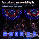 3 Packs American Flag Lights Outdoor - 4x2 FT Half Fan Shape Patriotic Net Light with 8 Modes, 450 LED Waterproof Red White and Blue Lights, 4th of July Memorial Day Decorations for 250th Anniversary