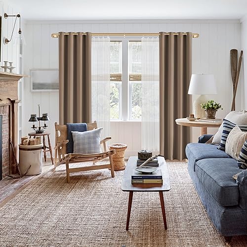 Double Curtain Rod for 84-120 Inches Windows, Blackout Wrap Around Window Curtain Rods，1-inch Heavy Duty Adjustable Room Darkening Rustic Dual Drapery Curtain Rods for for Livingroom, Kitchen, Patio