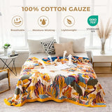 LUTBM Boho Throw Blanket for Couch 100% Cotton Soft Breathable Butterfly and Floral Embroidery Summer Throw Blanket,50"x60" All Season Reversible Throws for Sofa Chair Bohemian Decor for Livingroom