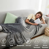 Hansleep Fleece Grey Throw XL Blanket, Super Soft Flannel Fuzzy Plush Cozy Blanket for All Seasons, Grey, Throw XL 50x70 Inches