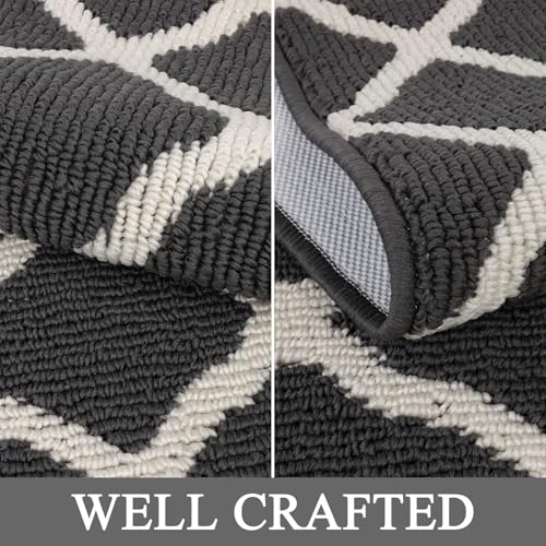 SHACOS Runner Rugs 20"x59" for Entryway Kitchen Hallway Non Slip Washable Rug Runner Dirt Trapping Doorway Entrance Laundry Room Runner Rug, Dark Grey