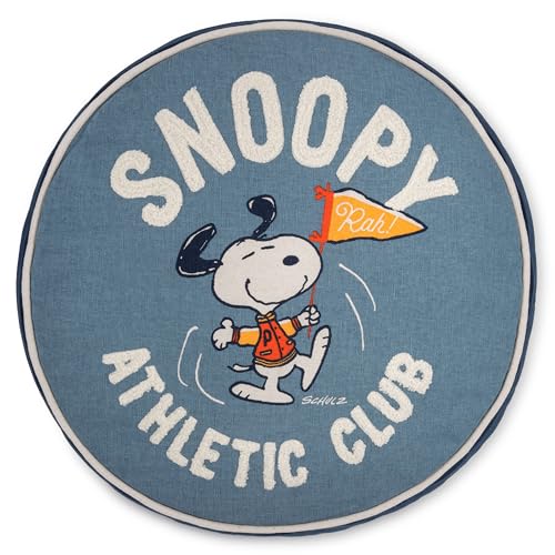 Hallmark Peanuts Round Pillow, 15.5" (Snoopy Athletic Club) Gift for Graduations, Coaches, Teammates, Friends, Fans, Collectors
