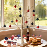 HipTree Mini Patriotic 4th of July Tree Ornaments Decorations,30ct 1.18 Inch Red White Blue Christmas Ornaments Set for Tree,Baubles for Memorial Day, Independence Day,Veterans Day, Flag Day