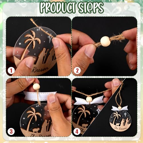 GuassLee 16pcs Nativity Christmas Ornaments - 3D Wooden Acrylic Cut File Nativity Scene Christmas Crafts Ornaments for Kids Tree Indoor Decorations