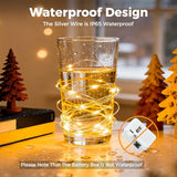 litogo 24 Pack 7FT 20 LED Fairy Lights Battery Operated, 3 Lighting Modes, Bulk Mini Twinkle String Lights Waterproof Silver Wire for Weddings Mason Jars Party Christmas Decorations-Warm White