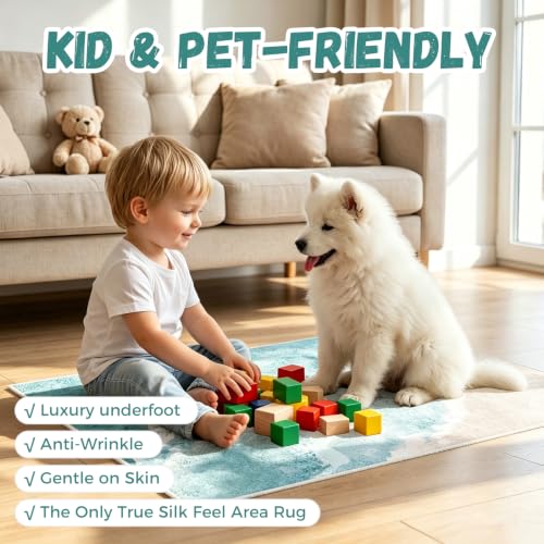 Beach Pattern Small Rug 2x3ft Runner Rug Non Slip Washable Kitchen Runner Rug with Rubber Backing，Low-Pile Soft Indoor Door mats Washable Runner Rugs for Hallway Entryway Kitchen Bedroom