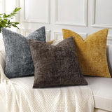 decorUhome Textured Chenille Throw Pillow Covers 18x18 Set of 2 Dark Grey