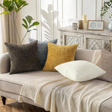 decorUhome Textured Chenille Throw Pillow Covers 16x16 Set of 2 Dark Grey