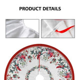 Christmas Tree Skirt 48Inches Winter Cardinal Birds Xmas Tree Skirt, Red Poinsettia Floral Holly Leaves Christmas Tree Mat for Home Party Holiday Indoor Outdoor Decorations (Red, 48in)