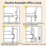 LED Desk Lamp with Clamp & Flexible Arm - 3 Light Sources, 4 Color Modes & 5 Brightness Levels, Eye-Caring Table Light with Memory Function
