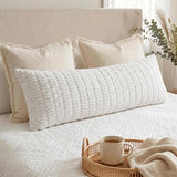 Fancy Homi Decorative Throw Pillow Covers for Bed Couch Bedroom Bench, Soft Corduroy Solid Pillow Case, Rustic Farmhouse Boho Room Decor,54" x 20" (Pack of 1),White