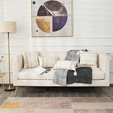 OJIA Lumbar Decorative Boho Throw Pillow Cover, 12 x 20 Farmhouse Cute Pillowcase Minimalist Neutral Collection Cream White Tufted with Tassels Woven Cushion Cover for Sofa Couch Bedroom Living Room