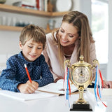 ARTIBETTER Kids Trophy Style Desktop Clock 8.26X5.90X3.54In Analog Alarm Tabletop Clock for Bedroom Student Desk Decor and Wake up Timer