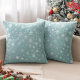 MIULEE Christmas Decorations Pillow Covers 16x16 Aqua Silver Snowflake