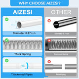 AIZESI 2PCS Small Tension Curtain Rod 16-26 Inch Adjustable White Curtain Rods No Drilling 7/8" Diameter Short Spring Loaded Curtain Rods for Window, Kitchen, Closet, Cupboard, Bookshelf