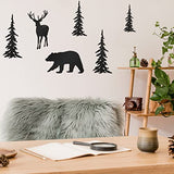 Moxweyeni 6 Pcs Black Metal Wall Decor-deer Bear Pine Tree Forest Rustic Wall Decor for Bedroom Kitchen Living Room Dining Room(Black)