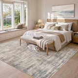 12x15 Area Rug for Living Room Washable Abstract Brown Carpet
