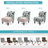 Iauddy Armless Accent Slipper Chair Cover Slipcover,Stretch Spandex Removable Fabric Non-Slip Silp Cover for Accent Chair Without arms Furniture Protector for Living Dining Room