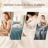 Dusty Blue Striped Throw Blanket, 330GSM Soft Plush Fleece Blanket for Couch Sofa Travel, Decorative Cozy Giftable Home Blanket, 50x70 Inches