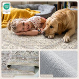 11x11 Square Washable Area Rug - Non-Slip Living Room Rugs Beige Gray