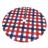 July 4th Patriotic American Flag Plaid Red Blue White 36 Inch Christmas Tree Skirt Carpet Mat Funny Party Decor Supplies for Xmas Halloween Decorations Occasion Ornament