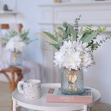 Faux Flowers with Vase,Artificial Silk Flowers in Vase, Fake Plant Eucalyptus and Willow,Flower Arrangement for Home Farmhouse kitchen Dining Table Centerpiece Decorations Coffee Table Decor (White)