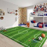 Soccer Rug for Kids, 59" x 39.4" Soccer Field Area Rug | Soccer field design, soft surface, non-slip backing, suitable for bedroom, game room and indoor activity areas