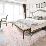 Sofrug 5x7 Washable Pink Area Rug, Upgraded Denser Surface Vintage Rugs, Honeycomb Non-Slip Backing Living Room Rug, Easy Care Foldable Rugs for Living Room Bedroom Kitchen Dinning Room Home Office