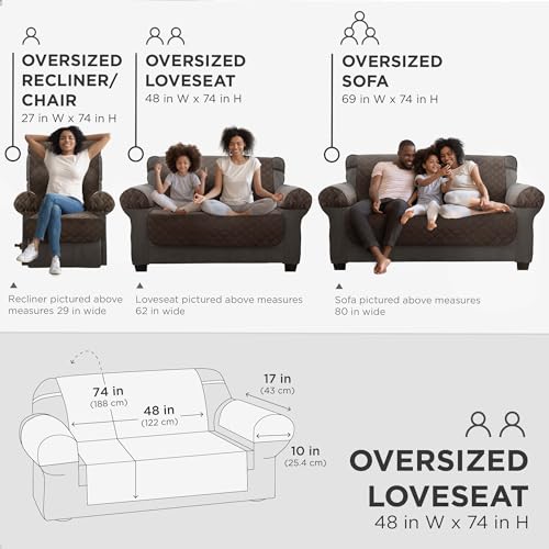 Zenna Home Protector, Chocolate/Brown Waterproof Plush Loveseat Furniture Cover, Lovesweat (EFCPLNSBR)