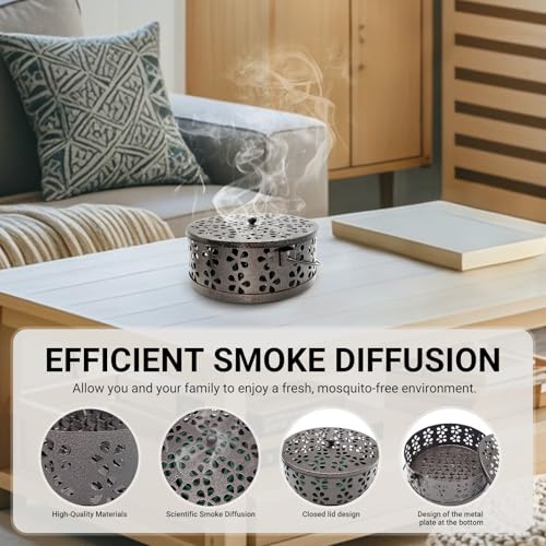 Mosquito Coil Holder, Portable Mosquito Coil Burner, Suitable for Indoor and Outdoor Camping (Bronze)